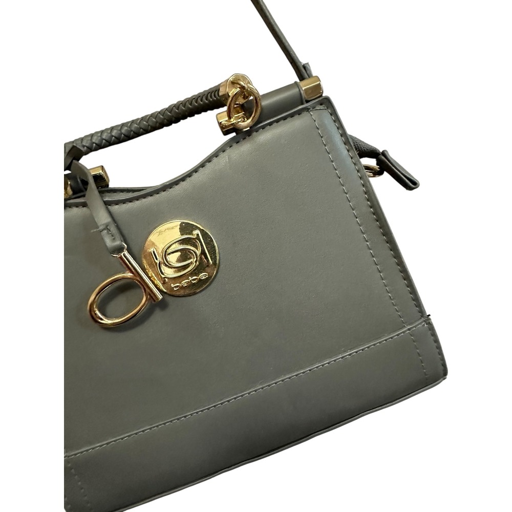 Bebe Los Angeles Gray Satchel Top Handle Crossbody Bag Purse‎ - Picture 2 of 6